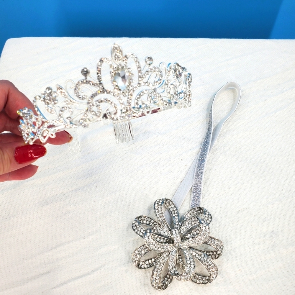 NEW Tiara and headband set with rhinestones